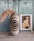 Vintage Large Ceramic Vase, Stoneware, Japandi Decor, Oriental Patterned, Mantle Decor, Modern Ceramic, Callligraphy, Japanese Home Decor
