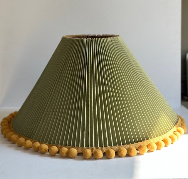 Vintage Ceramic Oriental Lamp Base With Green Pleated Shade, Ginger Jar, Table Lamp, Bedside Lamp, Bright Decor, Japandi, Maximalist Decor