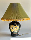Vintage Ceramic Oriental Lamp Base With Green Pleated Shade, Ginger Jar, Table Lamp, Bedside Lamp, Bright Decor, Japandi, Maximalist Decor