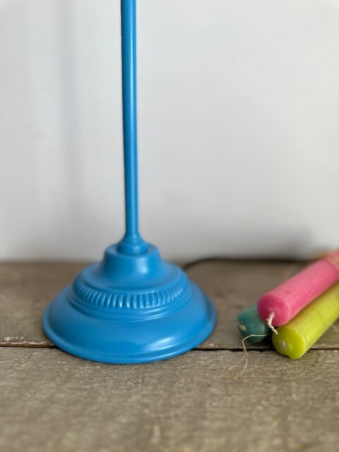 Vintage Cobalt Blue Table Lamp Base | Tall Upcycled Brass Bedside Lamp ...